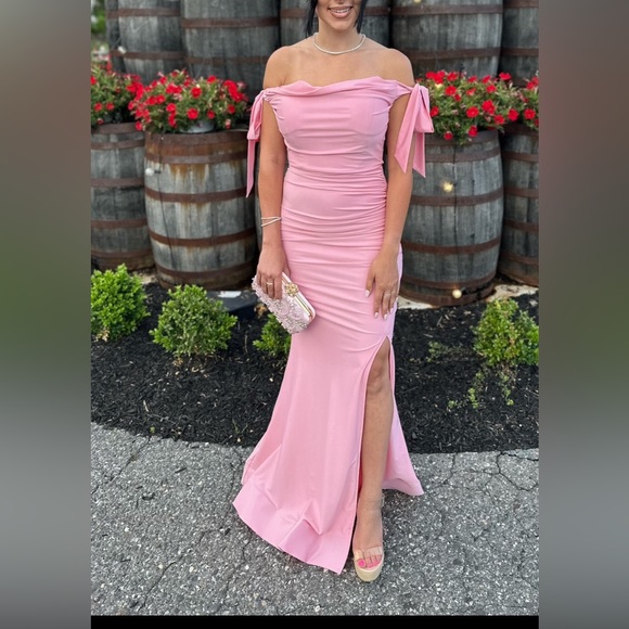 Pink fashion nova strapless off shoulder gown - Picture 1 of 2